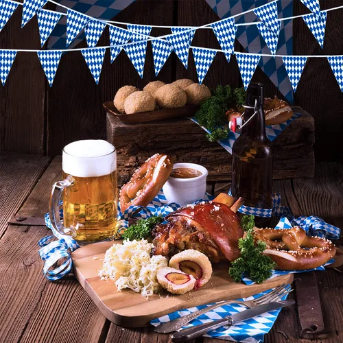 Miniatura 3 de PURPLE STAR 1N Banderín bávaro de 393 pies para el Oktoberfest, paquete de 12 banderines bávaros para Oktoberfest alemán para fiestas temáticas