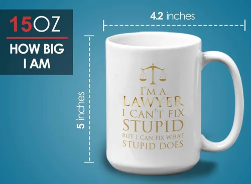 Miniatura 6 de Bubble Hugs Lawyer - Taza de café de 15 onzas, color blanco – I'm A lawyer I Can't Fix Stupid – Funny Witty Attorney US Court Feminist Law Juez