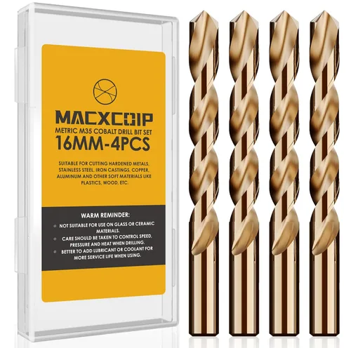Miniatura 9 de Metric - Juego de 16 brocas de cobalto M35, brocas de cobalto HSS de 0.197 in, para metales endurecidos, acero inoxidable, hierro fundido