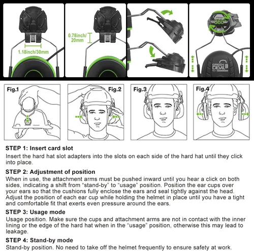 Miniatura 6 de GREEN DEVIL Orejeras de protección auditiva Bluetooth para casco de seguridad, accesorio montado en casco duro