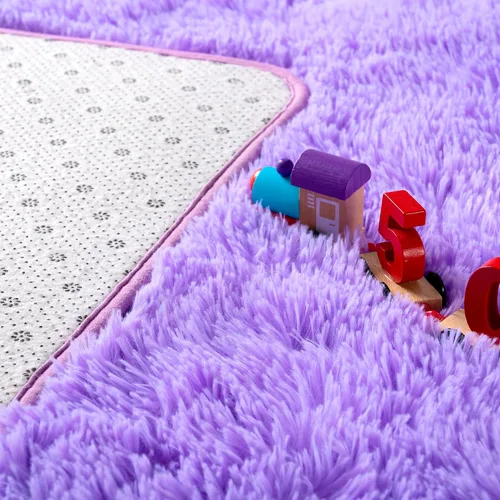Miniatura 4 de Noahas Alfombras de Área Grandes y Esponjosas de 5x8 pies para Sala de Estar y Dormitorio, Alfombra Gruesa de Pelo Largo Beige y Blanca, Alfombra