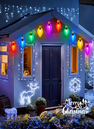 Miniatura 7 de Luces de cadena navideñas súper jumbo de 11 pies con 5 LED o luces marcadoras de sendero, decoraciones navideñas para exteriores - luces colgantes