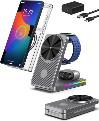 Miniatura 10 de Cargador inalámbrico magnético para Samsung Galaxy S26 Ultra, estación de carga inalámbrica 3 en 1 para Samsung Watch 8, soporte de cargador
