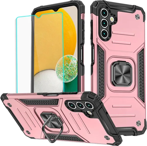 Miniatura 44 de HNHYGETE Funda para Samsung A13 5G, Galaxy A13 5G con protector de pantalla, soporte giratorio de grado militar de 360° (resistente), fundas Negro