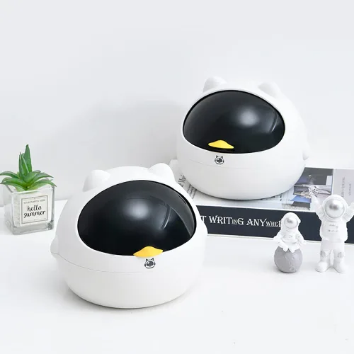 Miniatura 7 de Papelera de escritorio con tapa, mini cesta de basura para gatos, portátil, moderno, herramientas de limpieza para el hogar, oficina, sala de estar