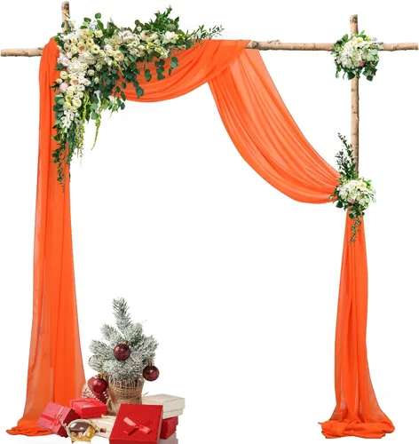 Miniatura 7 de DUOBAO 2 paneles de gasa amarilla para arco de boda, cortinas de gasa de 20 pies de gasa para banquetes de boda, cortinas de gasa transparente