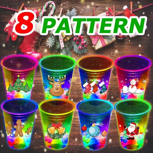Miniatura 4 de mishunyus 24 piezas de tazas para fiesta de Navidad, tazas temáticas de Navidad con brillo, para suministros de fiesta de Navidad, para diversión