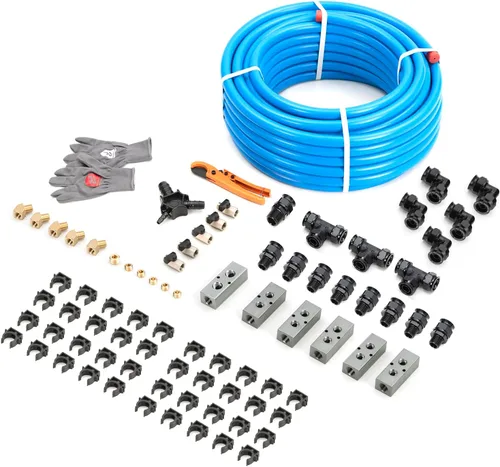 Miniatura 7 de Sistema de aire rápido de 3/4 x 100 pies, 3 vías de salida de HDPE, sistema de tuberías comprimidas de aire comprimido de aluminio con bloques