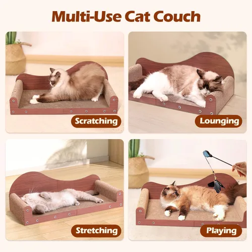 Miniatura 4 de ComSaf Cama Rascador Grande para Gatos - Tabla Rascadora para Gatos de 26", Sofá Rascador para Gatos de Cartón, Cama Lounge Rascadora Duradera