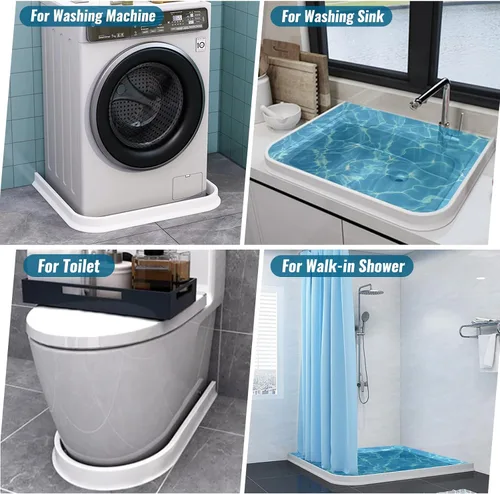 Miniatura 7 de Presa de agua de umbral de ducha de 3 pulgadas de alto, 39 pulgadas de largo, plegable, protector contra salpicaduras de agua de ducha, barrera