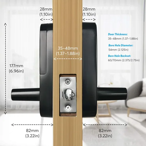 Miniatura 3 de TTLock Smart Lock - Cerradura automática de entrada sin llave con Bluetooth con huella digital y pantalla táctil para puerta delantera, oficina