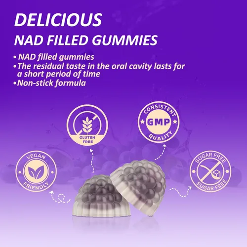 Miniatura 6 de Gomitas NAD con trans-resveratrol, suplemento NAD+ para mujeres y hombres con ribósido de nicotinamida