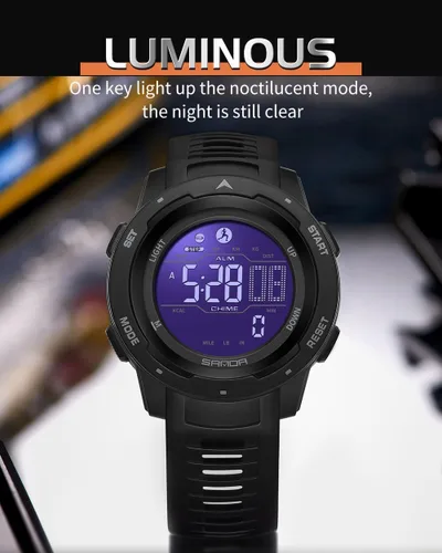 Miniatura 3 de FANMIS Hombres Podómetro Relojes Militares Multifuncional 50M Impermeable Digital Reloj Deportivo al Aire Libre Negro