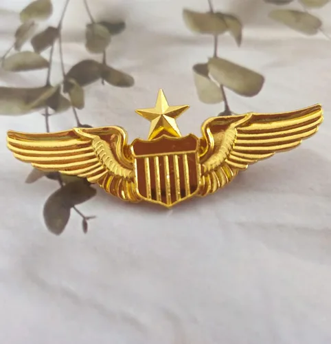 Miniatura 7 de Pin de las alas del aviador del metal, Pin de la etiqueta de la insignia del piloto del ala del oro del piloto