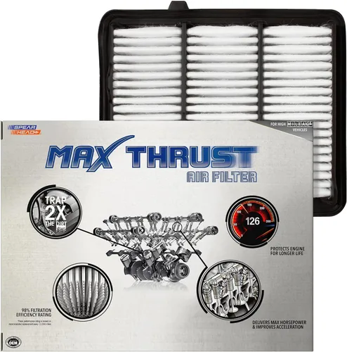 Miniatura 43 de Filtro de aire de motor Spearhead MPG Defense Max Thrust para vehículos de todo kilometraje, se adapta como el OEM, restaura MPG y aceleración