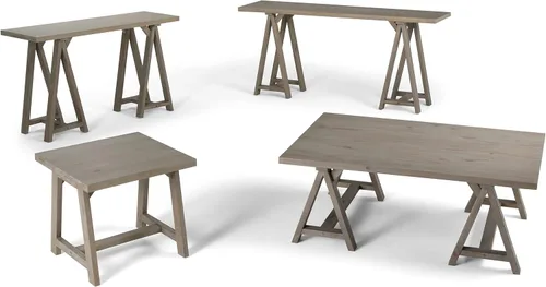 Miniatura 11 de Simpli Home - Sawhorse - Mesa de centro, color castaño oscuro., Pino, Distressed Grey