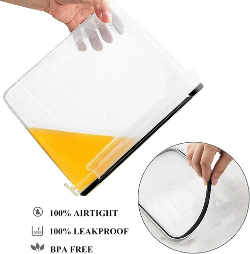 Miniatura 5 de Wildone Juego de 6 recipientes herméticos para almacenamiento de alimentos secos y cereales (tapa negra), a prueba de fugas y sin BPA, con 1 taza