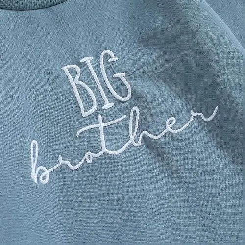 Miniatura 5 de Big Brother Little Sister Conjuntos a juego para bebé, sudadera de manga larga de color sólido para otoño e invierno