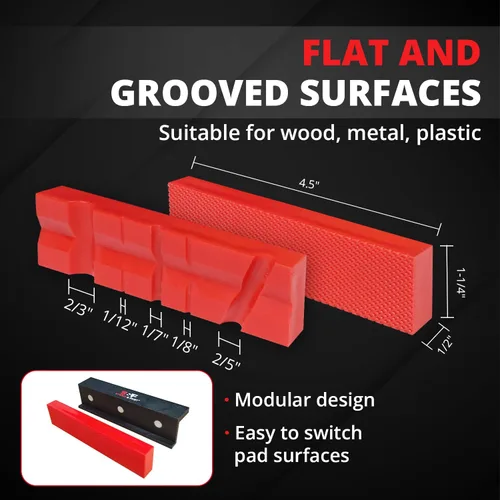 Miniatura 4 de S&F STEAD & FAST Mandíbulas suaves de 4.5 pulgadas para tornillo de banco con soporte en Z, 2 pares, almohadillas de mordaza fuertemente magnéticas
