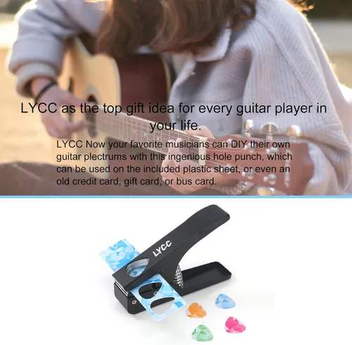 Miniatura 6 de paquete de regalo de lujo para hacer púas de guitarra DIY, cortador de púas de guitarra premium, 16 tiras de clip de paleta y una lima para suavizar