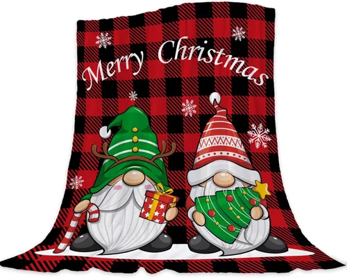 Miniatura 25 de Manta de Navidad para bebé, manta pequeña de Navidad a cuadros rojos, manta de Navidad para invierno, para mascotas, manta para envolver cuna