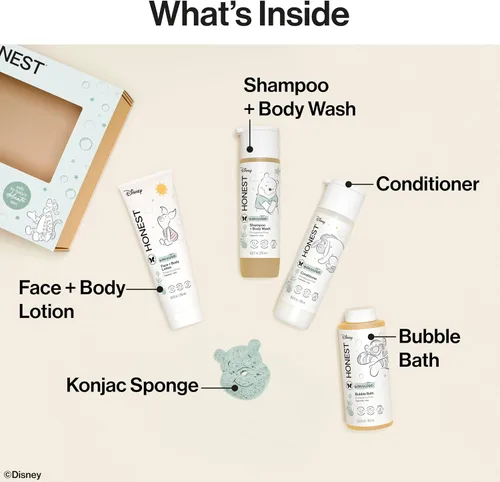 Miniatura 5 de The Honest Company Set de regalo para el baño sin fragancia, diseño Disney, hipoalergénico, artículos esenciales de baño para pieles sensibles