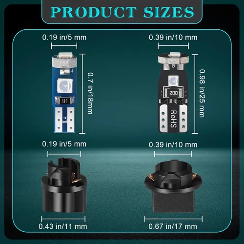 Miniatura 2 de BBTO 20 Set T5 T10 LED Bulbs Dash Lights with Twist Socket Instrument Dashboard Light LED Bulbs for Interior Car Lights Dashboard Instrument Panel