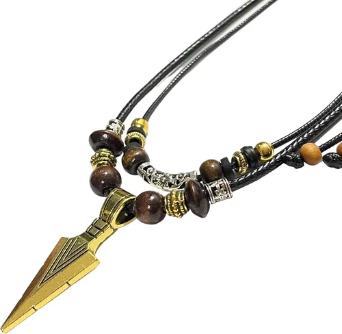 Miniatura 19 de Collar de doble capa con colgante de acero inoxidable para hombre, collar de cadena con colgante de punta de lanza fresca