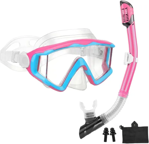 Miniatura 18 de Equipo de esnórquel para adultos, jóvenes y niños, juego de máscara de esnórquel, máscara de buceo, gafas de natación, máscara de buceo, a prueba
