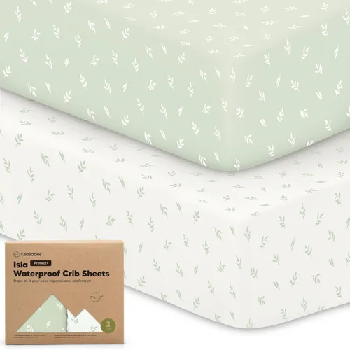 Miniatura 20 de Paquete de 2 sábanas impermeables para cuna de bebé para niños y niñas - 52x28 sábanas para cama de niño pequeño de viscosa derivada de bambú