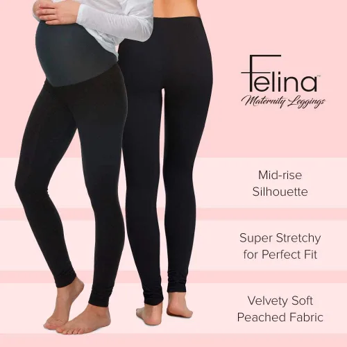 Miniatura 4 de Felina Leggings de maternidad suaves y aterciopelados para mujer, pantalones de yoga para mujer, ropa de maternidad (paquete de 2)