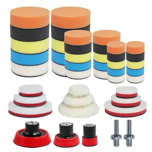 Miniatura 9 de Kit de pulido de espuma para automóvil, almohadillas de pulido, almohadillas de lana, ruedas de pulido y pulido, para faros delanteros y kits