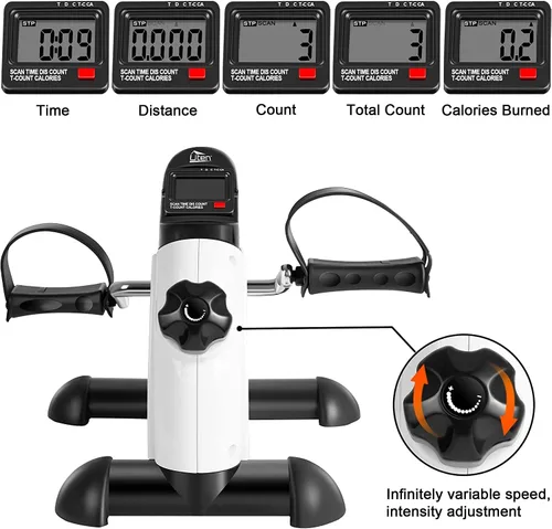 Miniatura 6 de Mini bicicleta de ejercicio, ejercitador de pedal de bicicleta Uten para debajo del escritorio, ejercitador de peddler Blanco