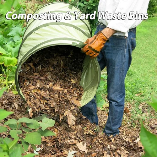 Miniatura 8 de YUDI & GARDEN Bolsa de jardín plegable de fondo duro de 45 galones, papelera plegable para recoger malas hierbas u hojas o residuos de fiestas