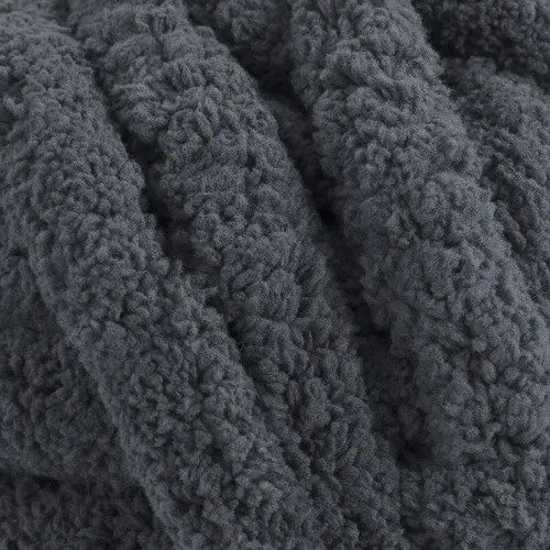 Miniatura 9 de HOMBYS Hilo de Chenille Grueso Carbón para Crochet, Hilo Grueso Espeso y Esponjoso para Tejer, Hilo Súper Grueso para Tejer Mantas a Mano, Hilo