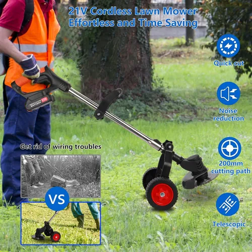Miniatura 3 de Weed Eater, 3 en 1 inalámbrico Wacker - Cortadora de césped eléctrica con batería de 21 V 2000 mAh para jardín y patio con rueda (negro EE.UU.)