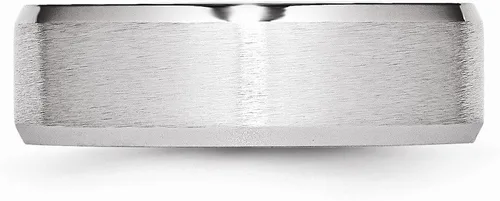Miniatura 3 de Anillo de borde biselado de cobalto sólido de 0.276in liso clásico de boda cepillado acabado mate anillo de banda