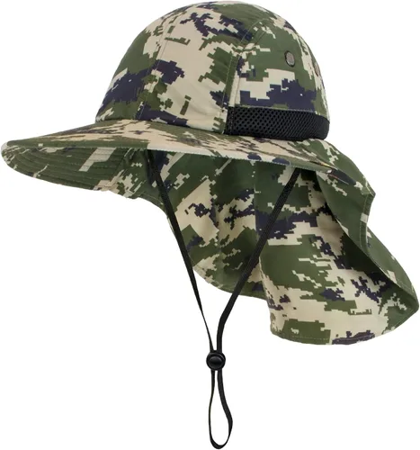 Miniatura 12 de SUN CUBE UPF50+ Sombrero de sol para hombres y mujeres con solapa para el cuello, ala ancha, protección UV, sombrero de safari para pesca