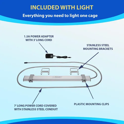 Miniatura 3 de HappyBird Lighting - Luz de jaula para pájaros con protector anti-mordida, luz LED de espectro completo para mascotas, simula el entorno natural