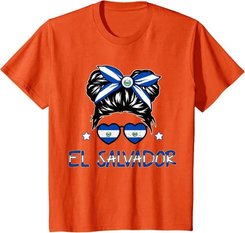 Miniatura 25 de Camiseta de El Salvador para Niñas Bandera Patrimonio Hispano Salvadoreño