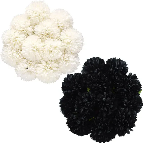 20 ramos de flores artificiales de crisantemo, arreglo de flores de seda de hortensias de plástico para Halloween, Acción de Gracias, Navidad,