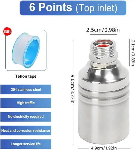 Miniatura 6 de Water Float Valve, Automatic Water Level Control Float Valve Stainless Steel For Water Tank Pool
