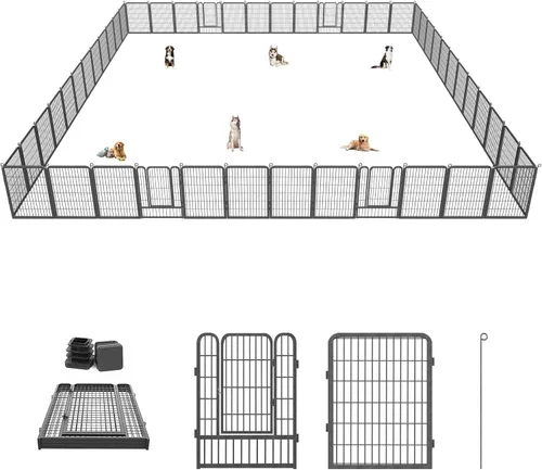 Miniatura 9 de Corralito para perros, 32 pulgadas, 10 paneles cerca para perros de exterior, corral para perros de interior antióxido, corral para mascotas
