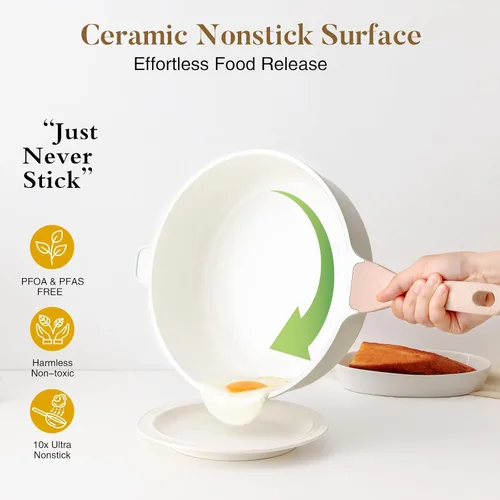 Miniatura 2 de Kordisen Sartén profunda de cerámica antiadherente, sartén grande no tóxica de 12 pulgadas con tapa, olla jumbo saludable de 5 cuartos de galón