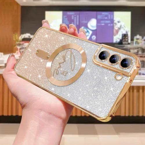 Miniatura 276 de ZONRW - Funda para Samsung Galaxy S22 Ultra magnética, para mujeres y niñas, cubierta trasera suave, lujosa, con corazón de amor, bling, degradado