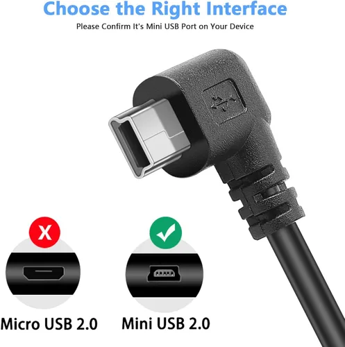 Miniatura 3 de Mini cable de alimentación USB de 90 grados en ángulo izquierdo (sin transferencia de datos) - USB 2.0 A-macho a Mini-B cable de alimentación