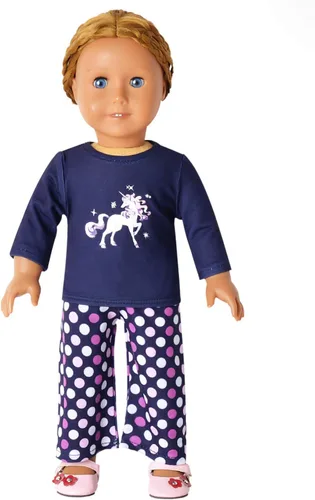 Miniatura 87 de QPANCY Conjunto de pijamas a juego para niñas y muñecas, pijamas de manga larga para otoño e invierno