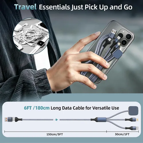 Miniatura 7 de Cruise Essentials - Cable de carga múltiple 3 en 2 para iPhone Watch Charger/iPhone 17/IP, iWatch Charger, Travel Camping Essentials compatible