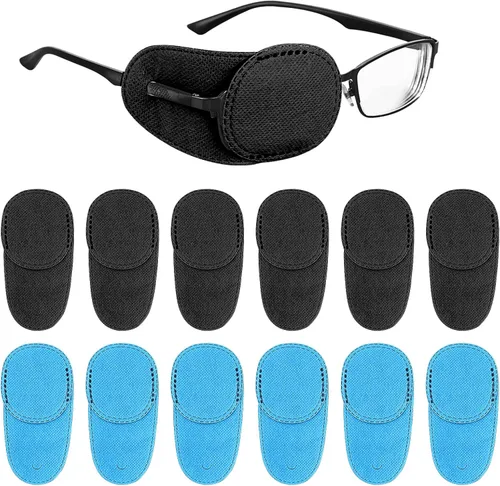 TIESOME 12 parches de ojos para gafas, parches reutilizables de tela no tejida para ojos, parches para ojos derecho izquierdo, parches para adultos