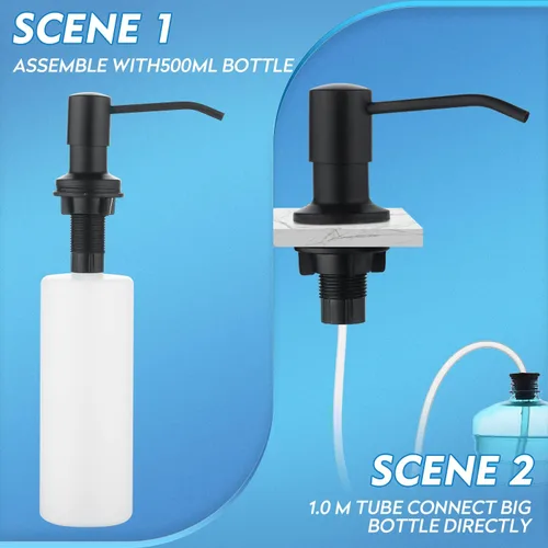 Miniatura 2 de CREA Dispensador de jabón para platos para fregadero de cocina, juego de dispensador de jabón de cocina integrado con tubo de 39 pulgadas, botella